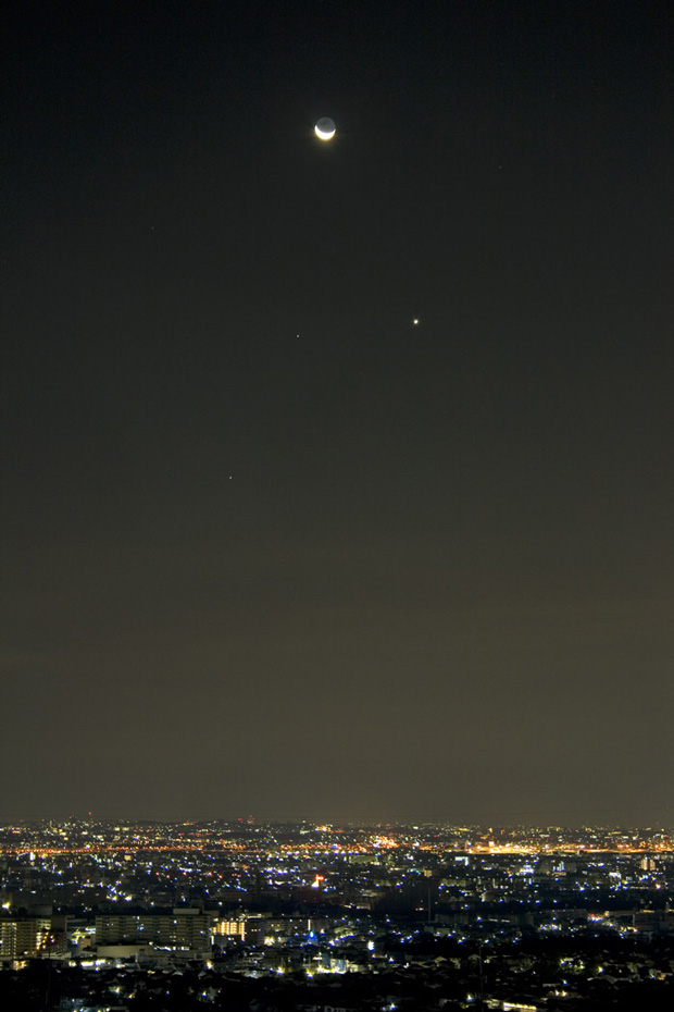 明けの明星と月,土星