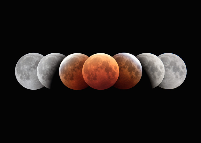 2014年 皆既月食の連続写真