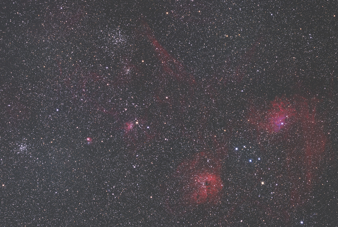 ぎょしゃ座のM36,M38付近と散光星雲